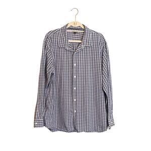 Apt. 9 Mens Blue Cotton Long Sleeve Button Down Plaid Casual Shirt Size XXL